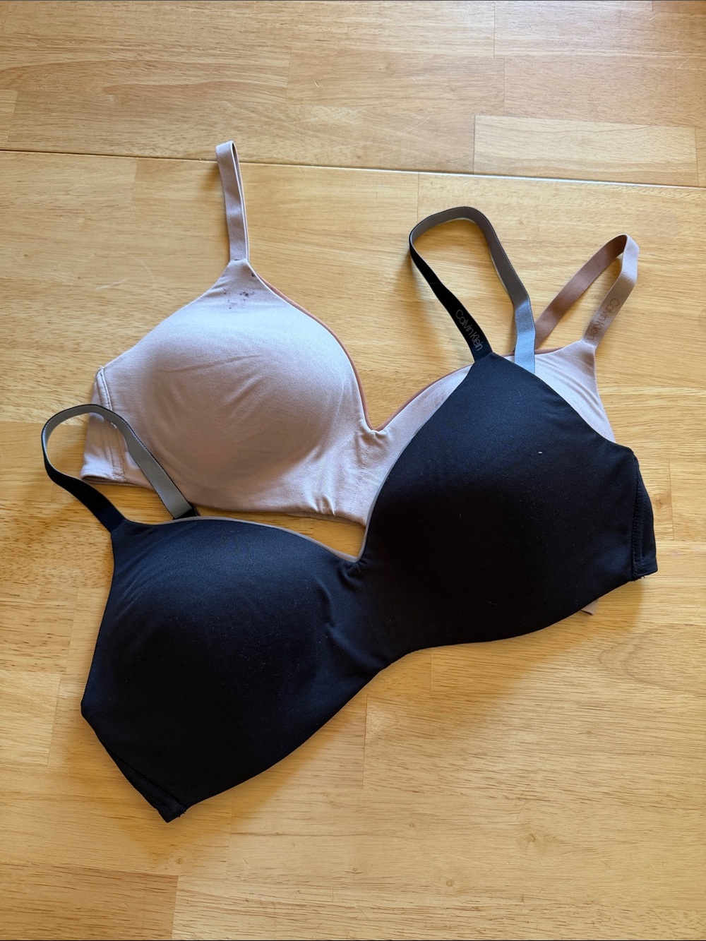 Calvin Klein Black & Light Pink Wireless T-Shirt Bras - 2 Pack